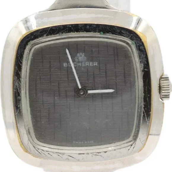 Vintage 30mm Bucherer Ladies Mechanical Wristwatch Swiss Chrome w Bracelet Vintage Ladies main image 3
